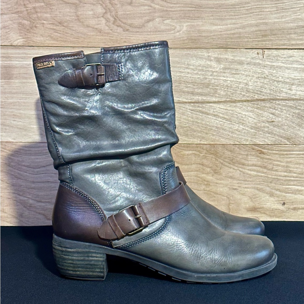 PIKOLINOS Le Mans 838-9233 Mid-Calf Leather Boot Short Slouch Heeled